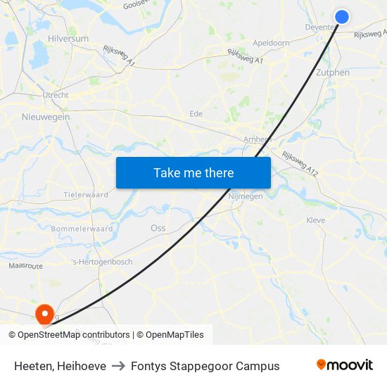 Heeten, Heihoeve to Fontys Stappegoor Campus map