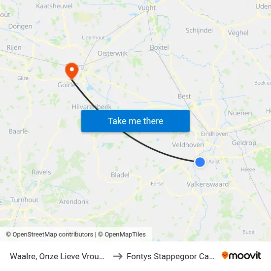 Waalre, Onze Lieve Vrouwedijk to Fontys Stappegoor Campus map