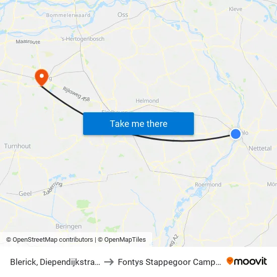 Blerick, Diependijkstraat to Fontys Stappegoor Campus map