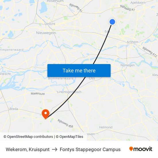 Wekerom, Kruispunt to Fontys Stappegoor Campus map