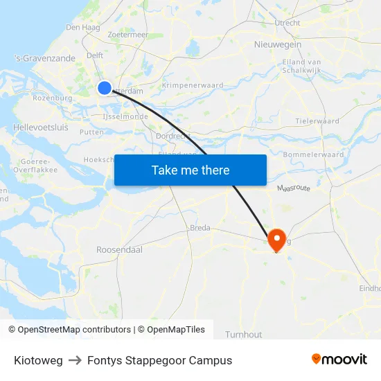 Kiotoweg to Fontys Stappegoor Campus map