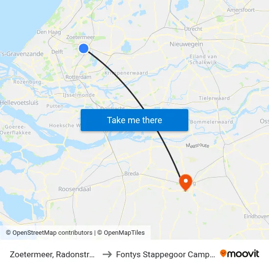 Zoetermeer, Radonstraat to Fontys Stappegoor Campus map