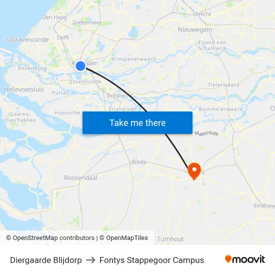 Diergaarde Blijdorp to Fontys Stappegoor Campus map