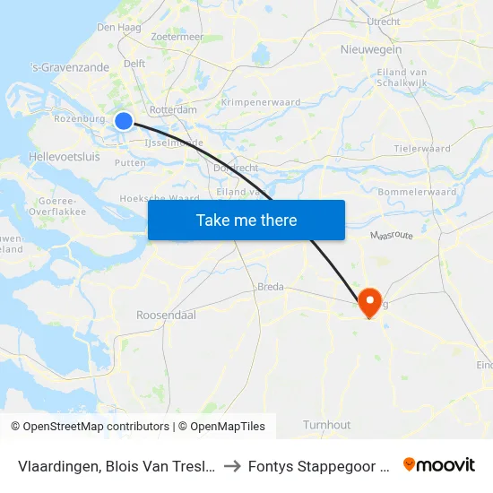 Vlaardingen, Blois Van Treslongstraat to Fontys Stappegoor Campus map