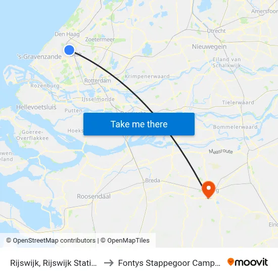 Rijswijk, Rijswijk Station to Fontys Stappegoor Campus map