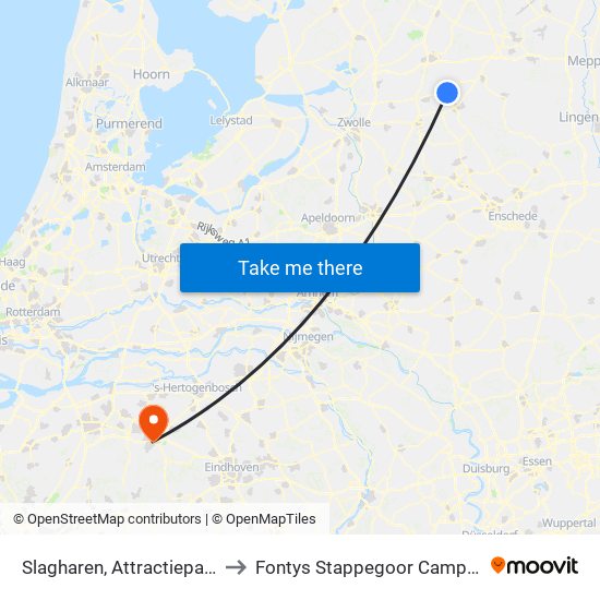 Slagharen, Attractiepark to Fontys Stappegoor Campus map