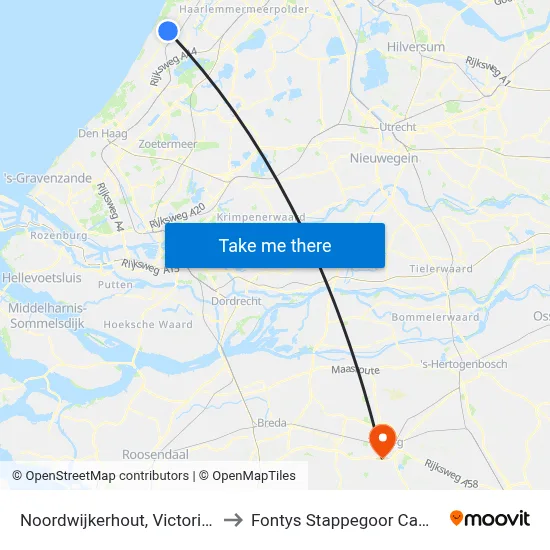 Noordwijkerhout, Victoriberg to Fontys Stappegoor Campus map