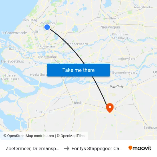 Zoetermeer, Driemanspolder to Fontys Stappegoor Campus map