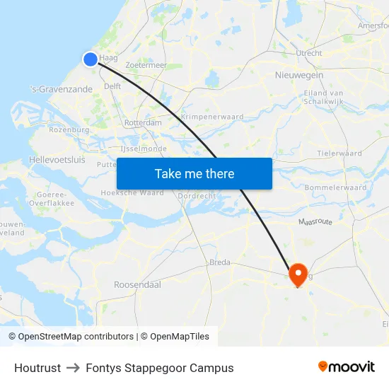 Houtrust to Fontys Stappegoor Campus map