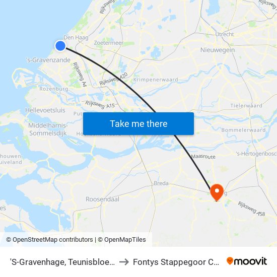 'S-Gravenhage, Teunisbloemplein to Fontys Stappegoor Campus map