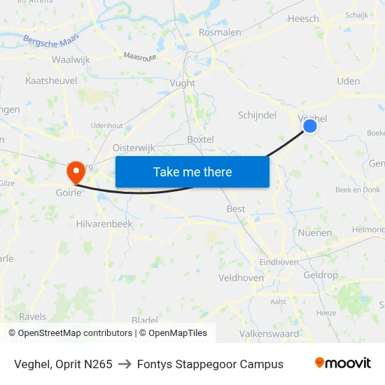 Veghel, Oprit N265 to Fontys Stappegoor Campus map