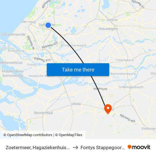 Zoetermeer, Hagaziekenhuis Zoetermeer to Fontys Stappegoor Campus map