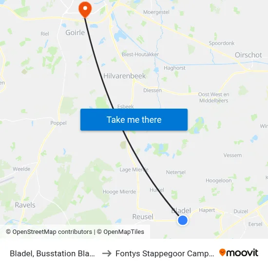 Bladel, Busstation Bladel to Fontys Stappegoor Campus map