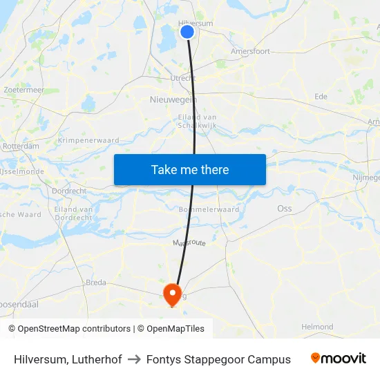 Hilversum, Lutherhof to Fontys Stappegoor Campus map