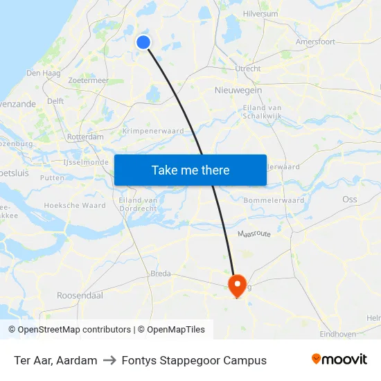 Ter Aar, Aardam to Fontys Stappegoor Campus map