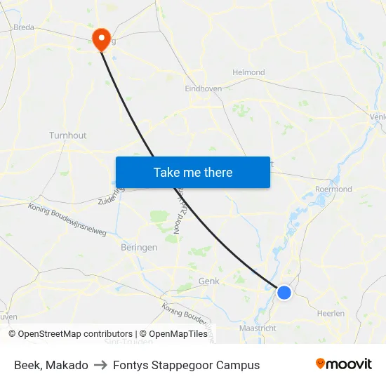 Beek, Makado to Fontys Stappegoor Campus map