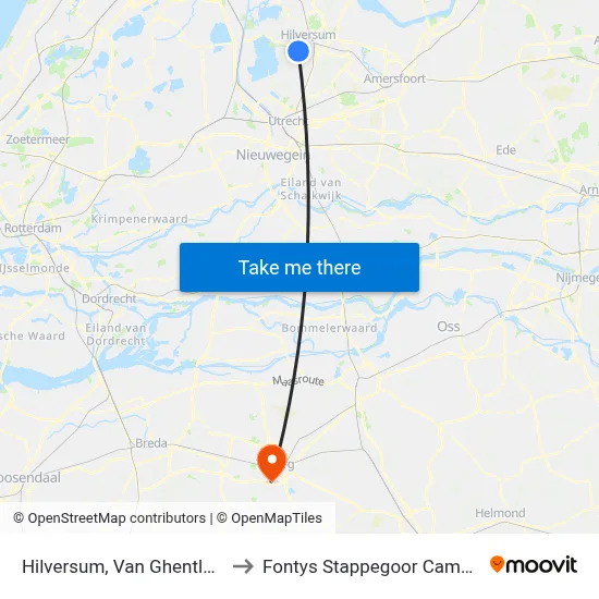 Hilversum, Van Ghentlaan to Fontys Stappegoor Campus map