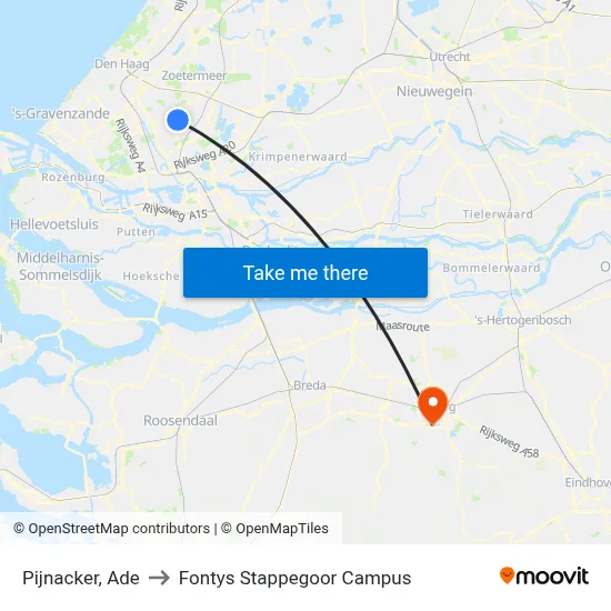 Pijnacker, Ade to Fontys Stappegoor Campus map