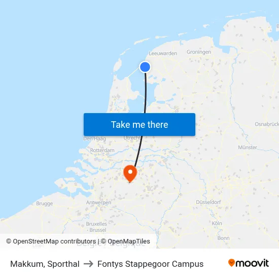 Makkum, Sporthal to Fontys Stappegoor Campus map
