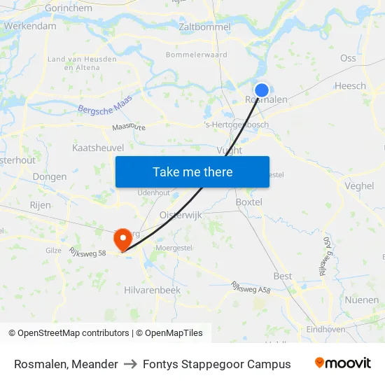 Rosmalen, Meander to Fontys Stappegoor Campus map