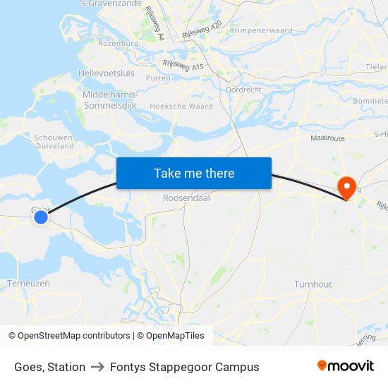 Goes, Station to Fontys Stappegoor Campus map