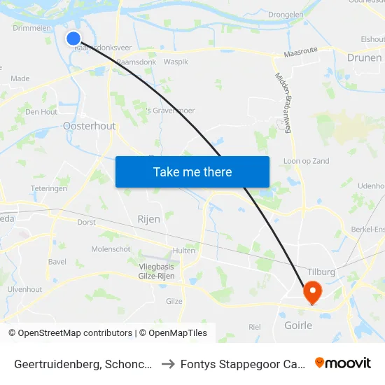 Geertruidenberg, Schonckplein to Fontys Stappegoor Campus map