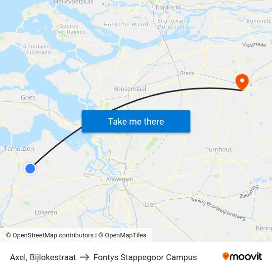 Axel, Bijlokestraat to Fontys Stappegoor Campus map