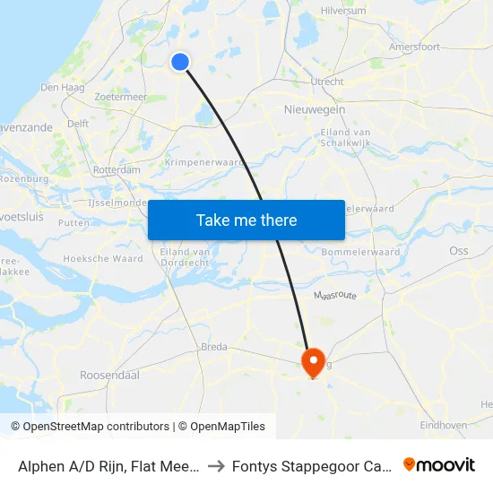 Alphen A/D Rijn, Flat Meerzicht to Fontys Stappegoor Campus map