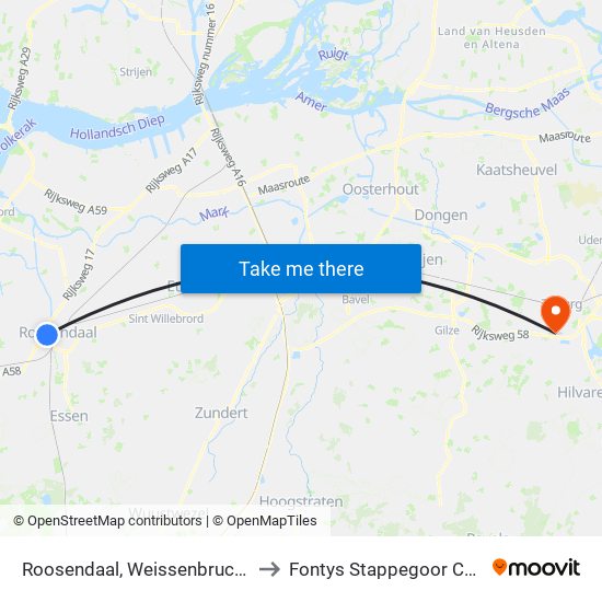 Roosendaal, Weissenbruchstraat to Fontys Stappegoor Campus map