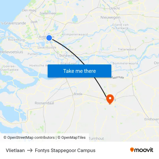 Vlietlaan to Fontys Stappegoor Campus map