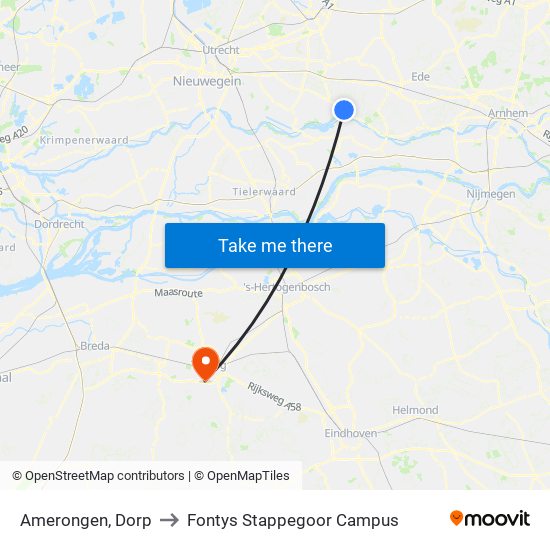 Amerongen, Dorp to Fontys Stappegoor Campus map