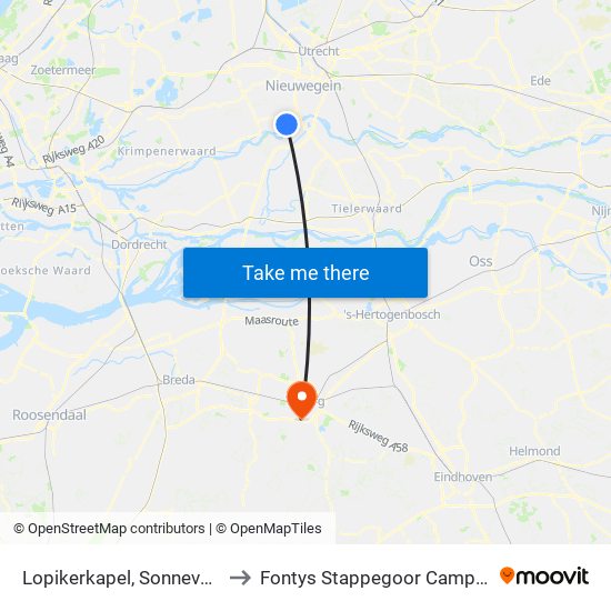 Lopikerkapel, Sonneveld to Fontys Stappegoor Campus map