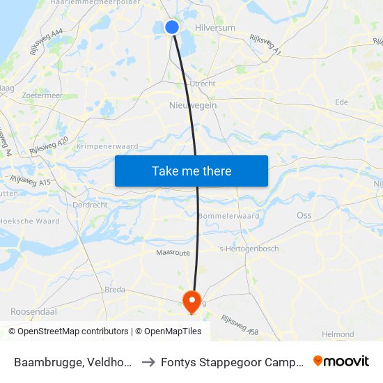 Baambrugge, Veldhoen to Fontys Stappegoor Campus map