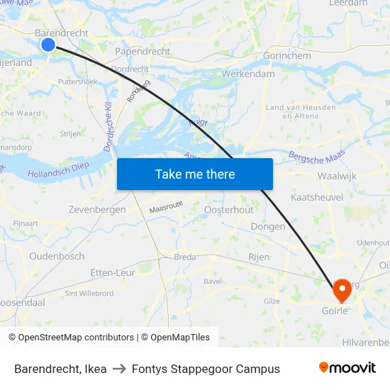Barendrecht, Ikea to Fontys Stappegoor Campus map