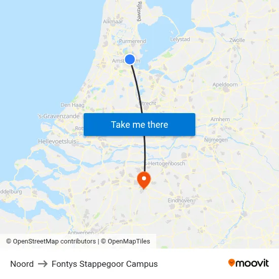 Noord to Fontys Stappegoor Campus map