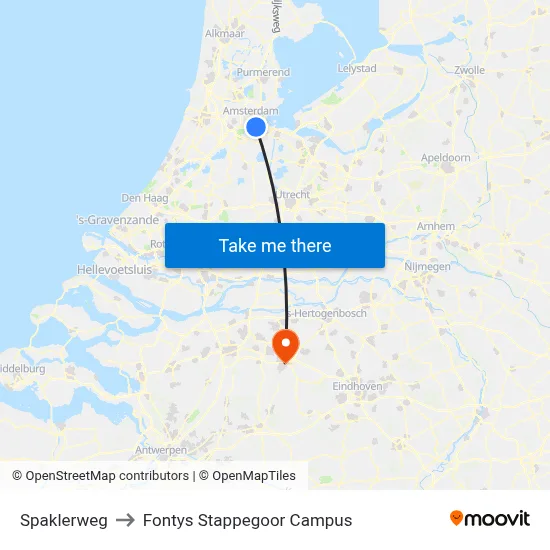 Spaklerweg to Fontys Stappegoor Campus map