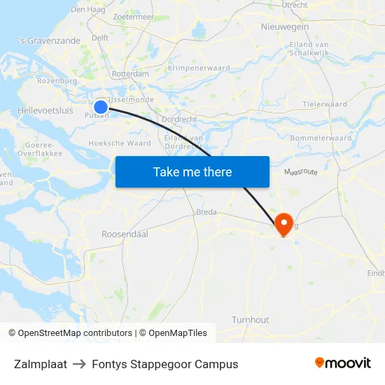 Zalmplaat to Fontys Stappegoor Campus map