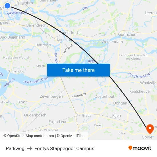 Parkweg to Fontys Stappegoor Campus map