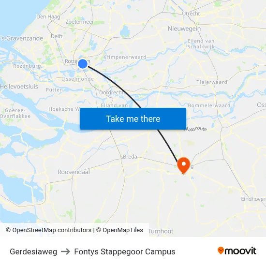 Gerdesiaweg to Fontys Stappegoor Campus map