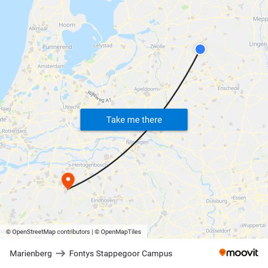 Marienberg to Fontys Stappegoor Campus map