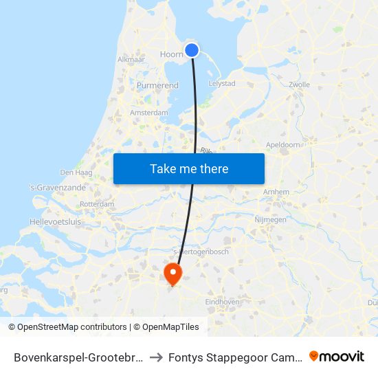 Bovenkarspel-Grootebroek to Fontys Stappegoor Campus map