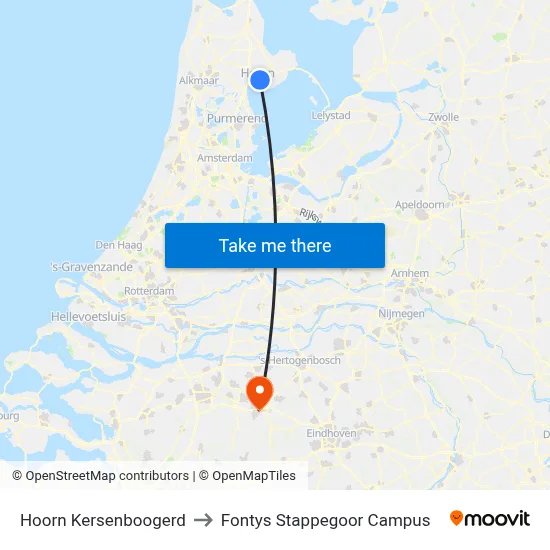 Hoorn Kersenboogerd to Fontys Stappegoor Campus map