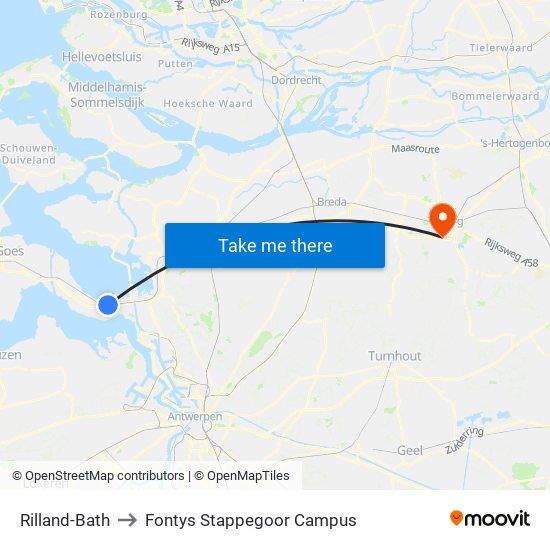 Rilland-Bath to Fontys Stappegoor Campus map