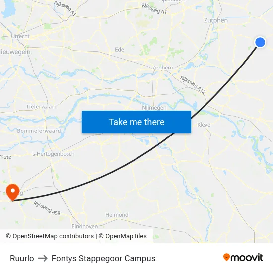 Ruurlo to Fontys Stappegoor Campus map
