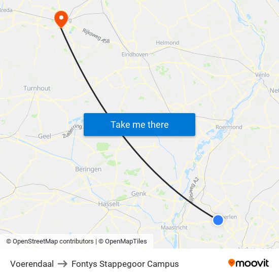 Voerendaal to Fontys Stappegoor Campus map