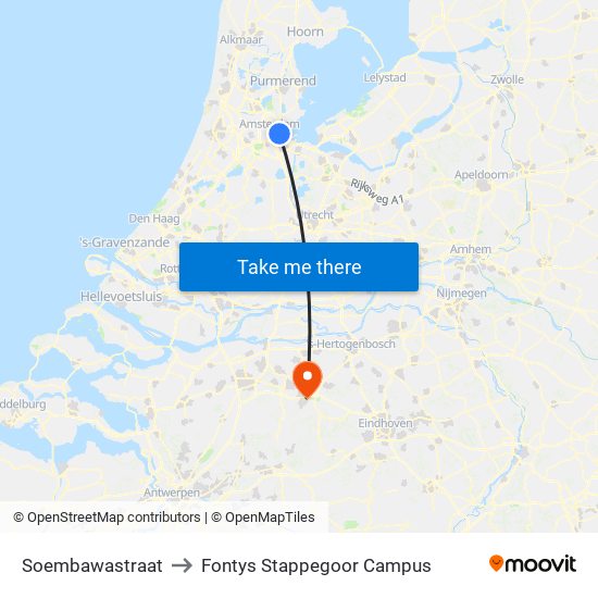 Soembawastraat to Fontys Stappegoor Campus map