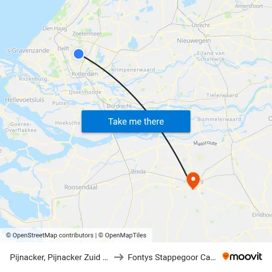 Pijnacker, Pijnacker Zuid Metro to Fontys Stappegoor Campus map