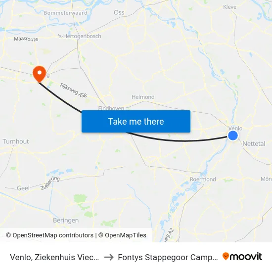 Venlo, Ziekenhuis Viecuri to Fontys Stappegoor Campus map