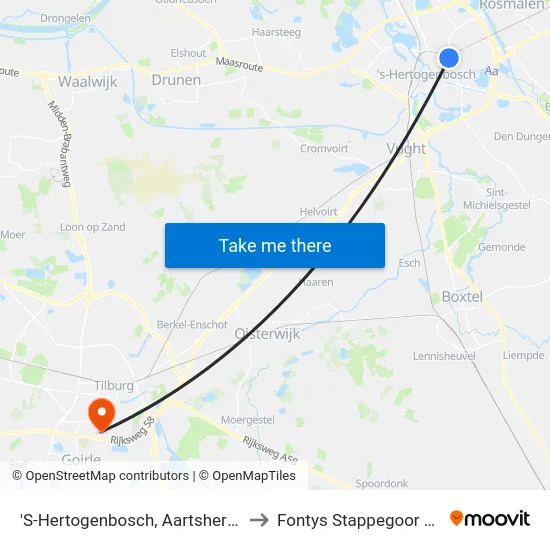 'S-Hertogenbosch, Aartshertogenlaan to Fontys Stappegoor Campus map