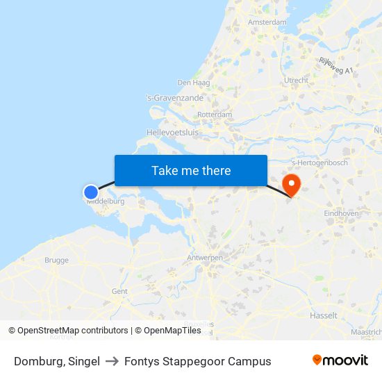 Domburg, Singel to Fontys Stappegoor Campus map